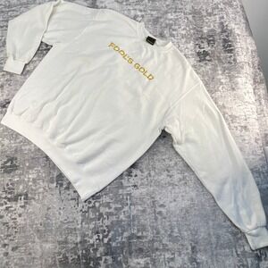 Fool's Gold Champion Men XL Sweatshirt White Gold Pullover Crewneck Record Label